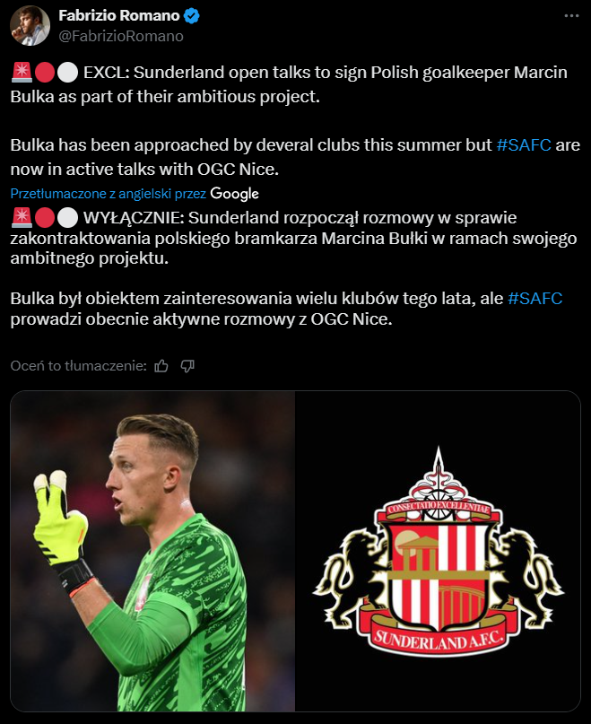 Fabrizio Romano POTWIERDZA! Trwają negocjacje w sprawie transferu Marcina Bułki do Premier League!